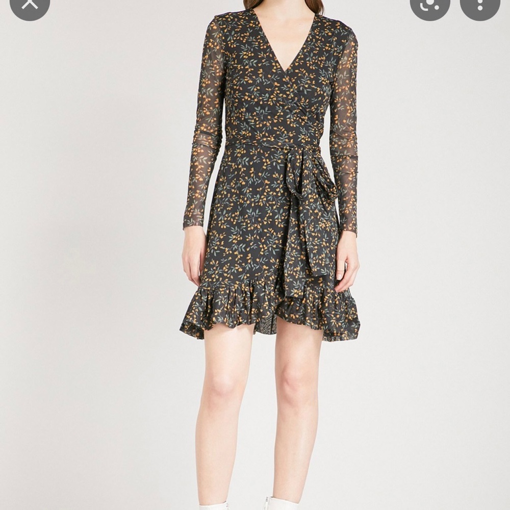 Ganni Tilden Mesh Dress - black yellow